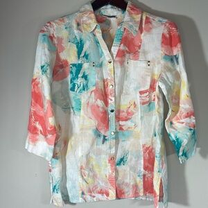 🌼JM COLLECTION‎ PETITE SZ 10P.  100% LINEN